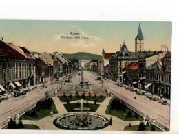 Košice hlavní ulice s obchody r.1927,prošlá, L3/87