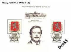 1993 Václav Havel první prezident ČR pamětní list PAL1