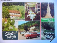 Moravský Kras hotel Skalní mlýn interiér auto Škoda 1974