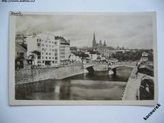 Plzeň nábřeží most kostel - 1949 MF