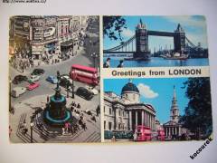 Londýn nám. Piccadilly a Trafalgar, Tower Bridge 1968 MF