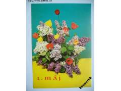1. Máj svátek práce - šeříky a tulipány - ČSSR